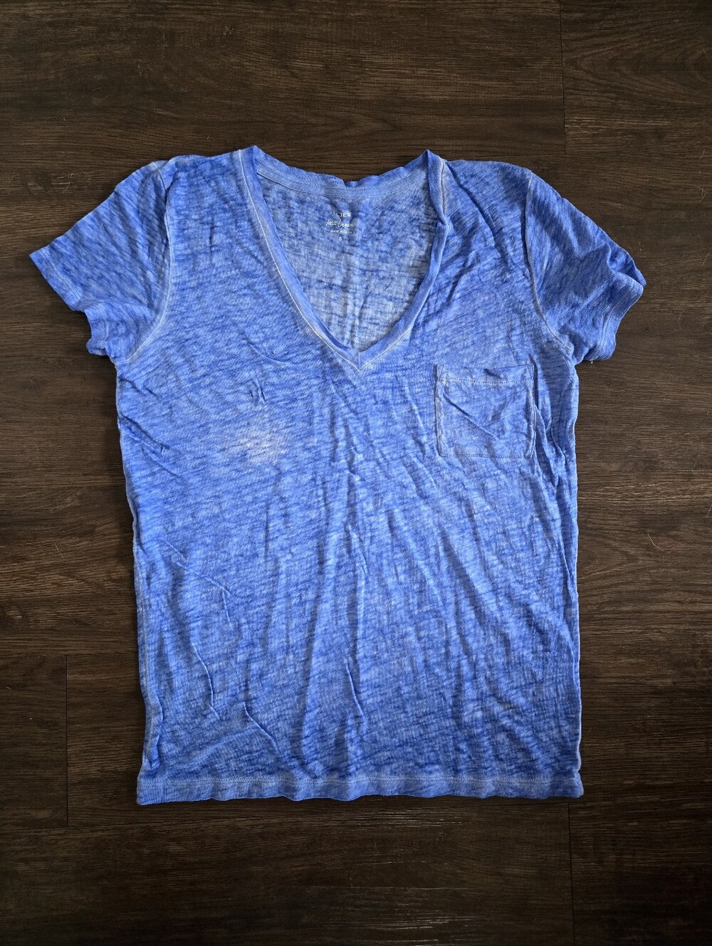 J. Crew Blue V-neck Tee 100% Linen S